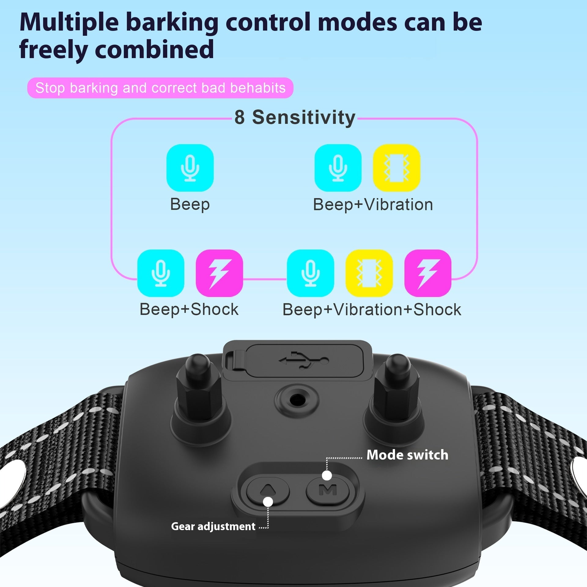 Color Screen Bark Stopper Dog Trainer Automatic Voice Control