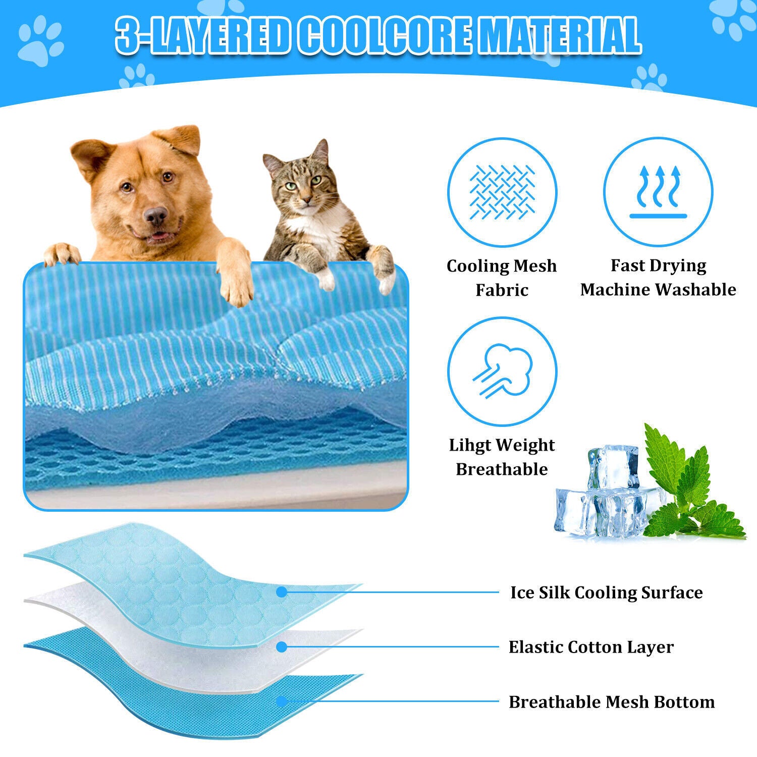 Pet Cooling Mat Cool Pad Cushion