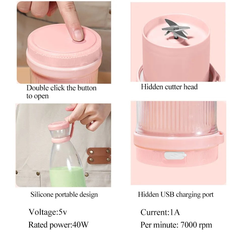 Plastic Glass Bottle Portable USB Juicer Rechargeable
