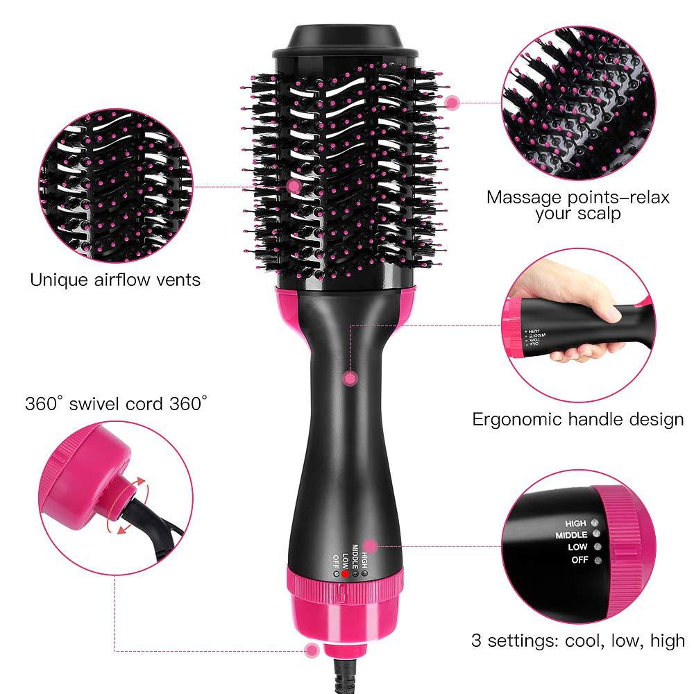 One Step Hair Dryer & Volumizer Salon Hair Dryer Hot Air Paddle Styling Brush Negative Ion Generator Hair Straightener Curler