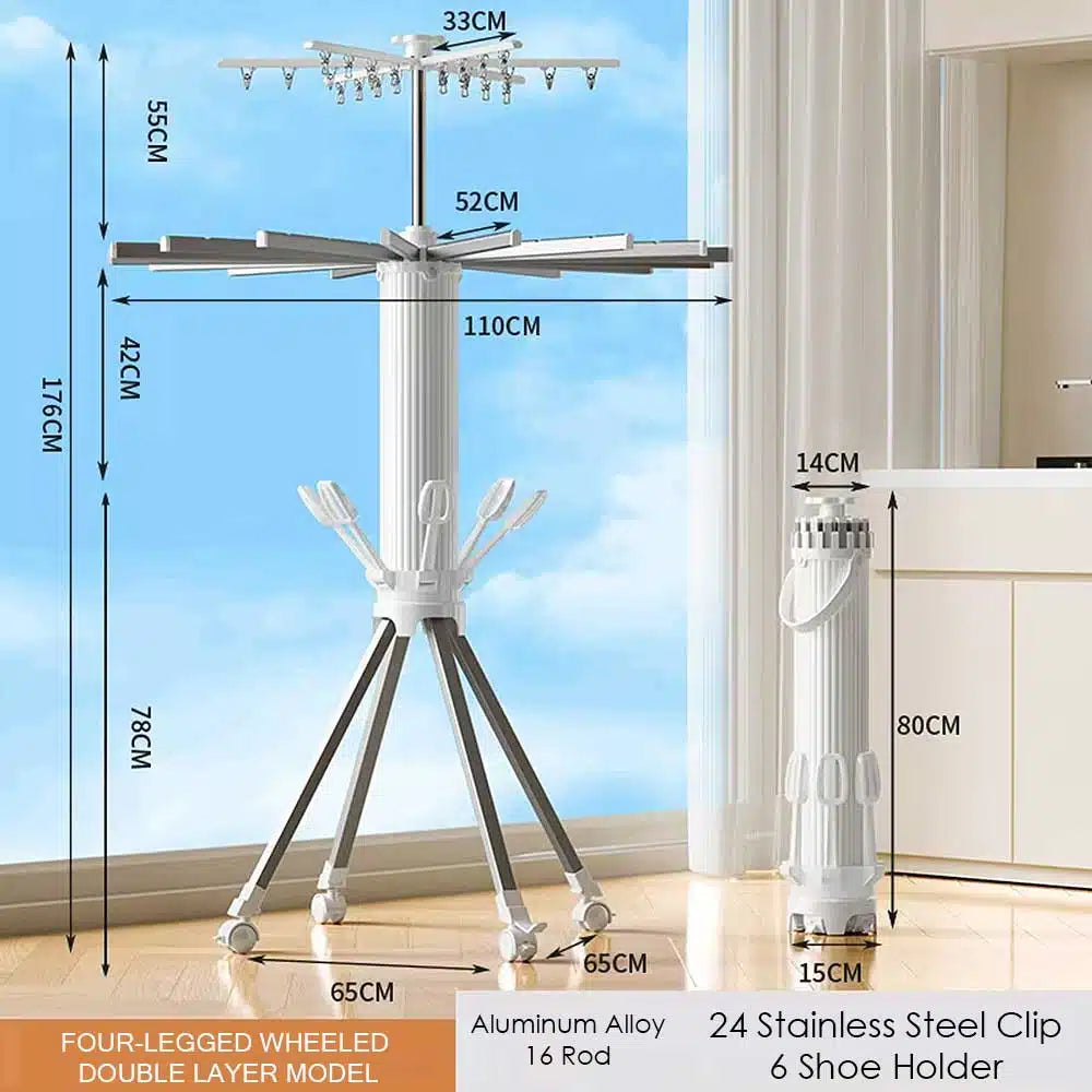 All-in-one 360° Rotating Drying Stand Portable Octopus Rack