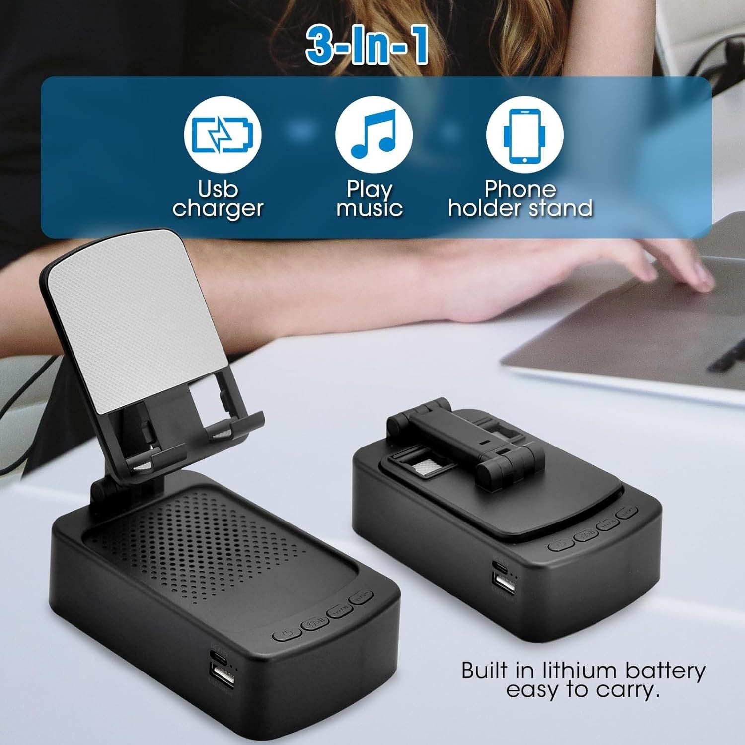 🔥Hot Selling 50% Off - Mobile Phone Holder with Bluetooth Speaker HD
